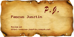 Pascus Jusztin névjegykártya